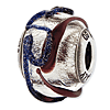 Sterling Silver Reflections Silver Glass Bead with Purple Lines