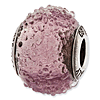 Sterling Silver Reflections Italian Light Purple Textured Glass Bead
