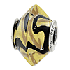 Sterling Silver Reflections Yellow Black Italian Murano Glass Bead