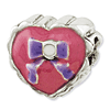 Sterling Silver Reflections Kids Enameled Heart with Bow Bead