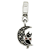 Sterling Silver Reflections Marcasite Cat and Moon Dangle Bead