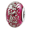 Sterling Silver Reflection Dark Pink with Platinum Foil Ceramic Bead