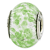 Sterling Silver Reflections Green and White Murano Glass Bead