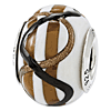 Sterling Silver Reflections White Murano Bead with Brown Black Lines