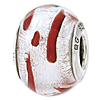 Sterling Silver Reflections Silver Red Italian Murano Bead