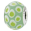 Sterling Silver Reflections Teal Green White Dots Murano Glass Bead
