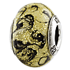 Sterling Silver Reflections Yellow with Black Swirls Murano Glass Bead