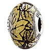 Sterling Silver Reflections Yellow with Black Lines Murano Glass Bead