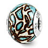 Sterling Silver Reflection Teal Print Overlay Italian Bead