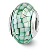 Sterling Silver Reflections Round Green Mother of Pearl Mosaic Bead