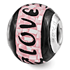 Sterling Silver Reflections Pink Black Love Mosaic Bead