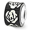 Sterling Silver Black White Mother of Pearl Floral Mosaic Bead