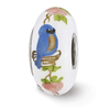 Sterling Silver Reflections White Hand Painted Bird Home Glass Bead