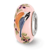 Sterling Silver Reflections Pink Hand Painted Nuthatch Glass Bead