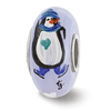 Sterling Silver Reflections Blue Hand Painted Penguins Glass Bead