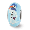 Sterling Silver Reflections Blue Hand Painted Snowman Glass Bead