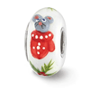 Sterling Silver Reflections Hand Painted Christmas Mouse Glass Bead
