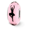 Sterling Silver Reflections Pink Hand Painted Ballerina Glass Bead