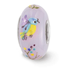Sterling Silver Reflections Hand Painted TJ Bird Floral Glass Bead