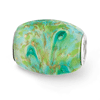 Sterling Silver Reflections Multi-color Green with Glitter Glass Bead