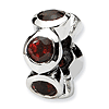 Sterling Silver Reflections Six Red CZ Bezel Bead