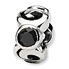 Sterling Silver Spiral Bead with Black CZ