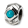 Sterling Silver Pointed and Grooved Turquoise CZ Bead