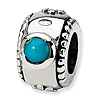 Sterling Silver Reflections Turquoise CZ Bead