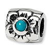 Sterling Silver Reflections Turquoise CZ Flower Bead