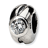 Sterling Silver Round Grooved CZ Bead
