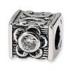 Sterling Silver Reflections CZ Cube Bead