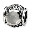 Sterling Silver Round Fancy Moonstone Bead