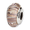 Sterling Silver Reflections Pastel Striped Hand-blown Glass Bead