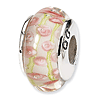 Sterling Silver Reflections Pale Pink Green Hand-blown Glass Bead