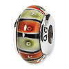 Sterling Silver Reflections Orange Red Lt Green Glass Bead