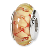 Sterling Silver Reflections Yellowish Floral Hand-blown Glass Bead