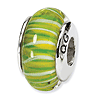 Sterling Silver Reflections Lemon Green Hand-blown Glass Bead