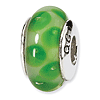 Sterling Silver Reflections Green Blob Hand-blown Glass Bead