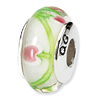 Sterling Silver White Pink Green Hand-blown Glass Bead