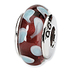 Sterling Silver Reflections Blue Maroon Hand-blown Glass Bead