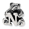 Sterling Silver Reflections Kids Letter N Bead