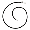 Sterling Silver Black Leather Bead Necklace