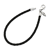 Sterling Silver Black Leather Bead Bracelet