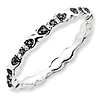 Sterling Silver 1/6 ct Black and White Diamond Stackable Ring