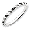 Sterling Silver 1/6 ct Black and White Diamond Woven Stackable Ring