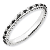 Sterling Silver 1/4 ct Black and White Diamond Stackable Ring
