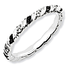 Sterling Silver 1/6 ct Black and White Diamond Ribbon Ring