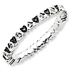 Sterling Silver 1/8 ct Hearts Black and White Diamond Ring