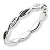 Sterling Silver 1/20 ct Black and White Diamond Twist Ring