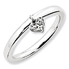 Sterling Silver Dangle Heart 1/20 ct Diamond Ring